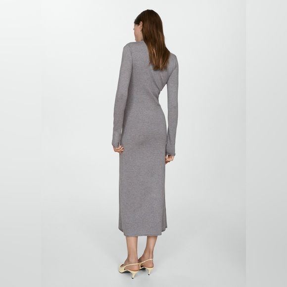 Mango Perkins-Neck Knitted Dress - Picture 2 of 6